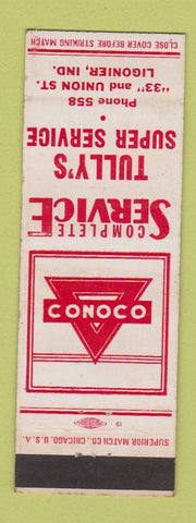 Matchbook Cover - Tully's Conoco oil gas Ligonier IN low phone #