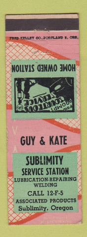 Matchbook Cover - Sublimity Service oil gas OR