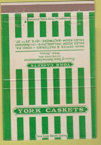 Matchbook Cover - York Caskets York PA 40 Strike
