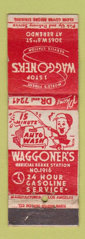 Matchbook Cover - Waggoner's oil gas  Los Angeles CA KING MIDAS WORN