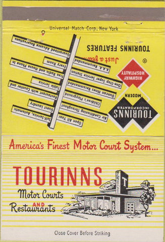 Matchbook Cover - Tourinns Motor Courts Fort Wayne IN 40 Strike