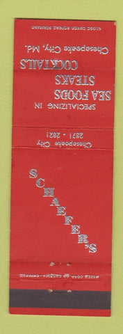 Matchbook Cover - Schaeffer's Seafood Steaks Chesapeake City MD
