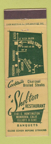 Matchbook Cover - Shelton Restaurant Monrovia CA