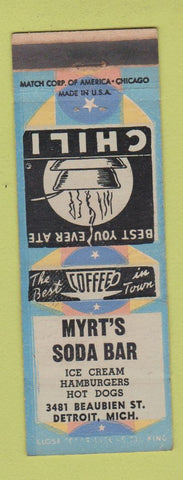 Matchbook Cover - Myrt's Soda Bar Detroit MI