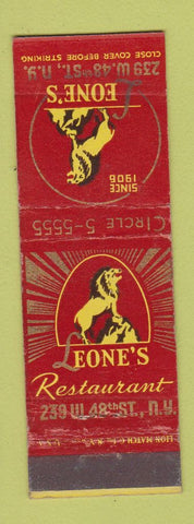 Matchbook Cover - Leone's Restaurant New York City