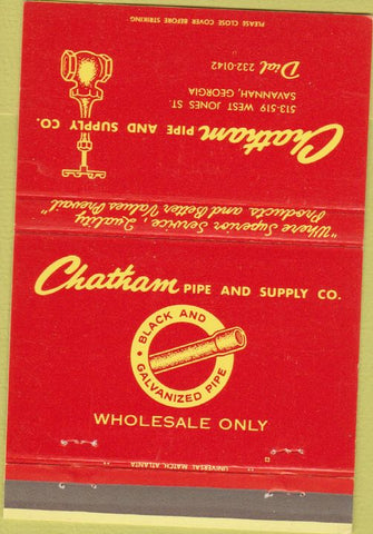 Matchbook Cover - Chatham Pipe Supply Savannah GA 40 Strike
