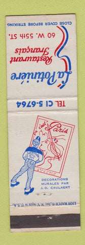 Matchbook Cover - La Potiniere Restaurant French New York City