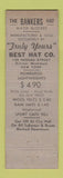 Matchbook Cover - Truly Hours Best Hats New York City