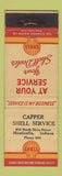 Matchbook Cover - Shell oil gas Capper Monticello IN low phone # WEAR