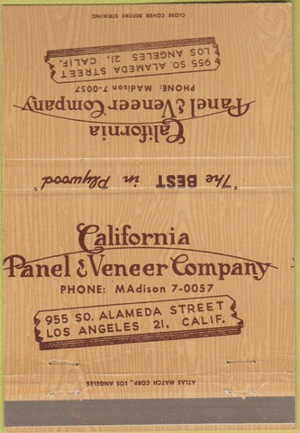 Matchbook Cover - California Panel Veneer Co Los Angeles CA 40 Strike