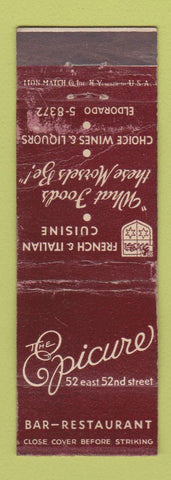 Matchbook Cover - Epicure Restaurant New York City WORN