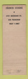 Matchbook Cover - Place Pigally San Francisco CA French Restaurant WEAR