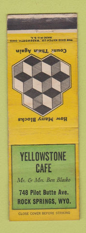 Matchbook Cover - Yellowstone Cafe Rock Springs WY