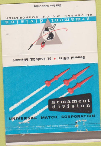 Matchbook Cover - Arament Division Universal Match Marion IL missles 40 Strike
