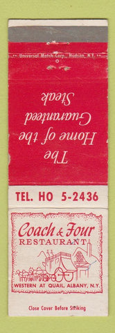 Matchbook Cover - Coach & Four Restaurant Albany NY