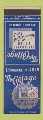 Matchbook Cover - The Cottage Restaurant New York City