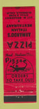 Matchbook Cover - Armando's Italian Restaurant Pizza Glendale CA
