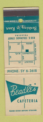 Matchbook Cover - Beadle's Cafeteria Pasadena CA WEAR