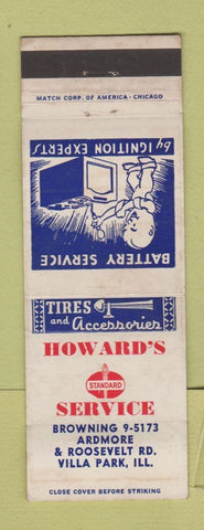 Matchbook Cover - Howard's Standard oil gas Villa Park IL WEAR