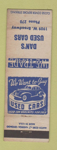 Matchbook Cover - Dan's Used Cars WEAR