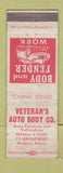 Matchbook Cover - Veteran's Auto Body Malden MA WEAR
