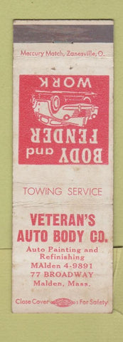 Matchbook Cover - Veteran's Auto Body Malden MA WEAR