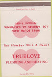 Matchbook Cover - Truelove Plumbing Los Angeles CA 40 Strike