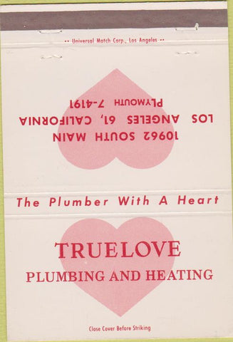 Matchbook Cover - Truelove Plumbing Los Angeles CA 40 Strike