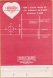 Matchbook Cover - Truelove Plumbing Los Angeles CA 40 Strike