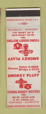Matchbook Cover - Smokey Pluff Chrysler Plymouth East St Louis IL WEAR
