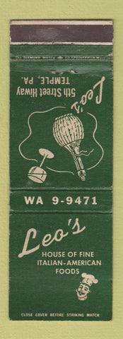 Matchbook Cover - Leo's Italian Restaurant Temple PA