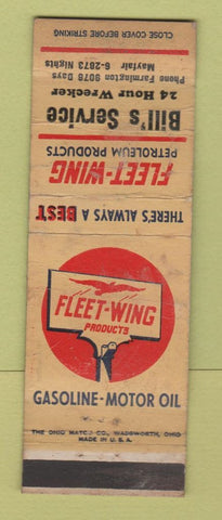 Matchbook Cover - Fleet Wing oil gas Bill's Farmington Mayfair WORN