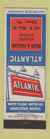 Matchbook Cover - Atlantic oil gas Rolfe Callear Athens PA