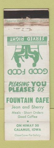 Matchbook Cover - Fountain Cafe Calamus IA WORN
