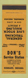 Matchbook Cover - Don's Texaco oil gas Kennard IN