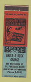 Matchbook Cover - Brule and Buck Garage South Portland ME