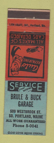 Matchbook Cover - Brule and Buck Garage South Portland ME