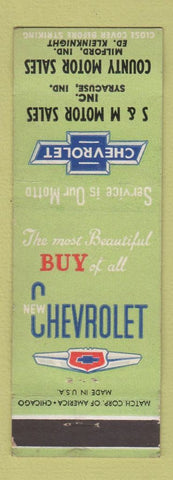 Matchbook Cover - S&S Chevrolet Milford IN Syracuse IN WEAR