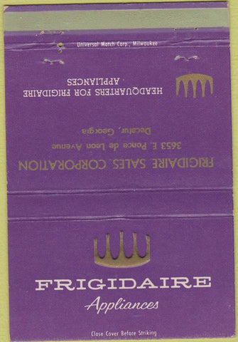 Matchbook Cover - Frigidaire Appliances Decatur GA 40 Strike