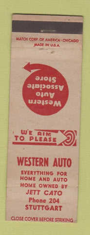 Matchbook Cover - Western Auto Parts Stuttgart AR