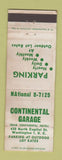 Matchbook Cover - Continental Garage Washington DC WORN parking