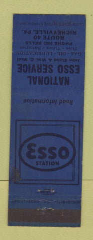 Matchbook Cover - National Esso oil gas Richeyville PA WEAR