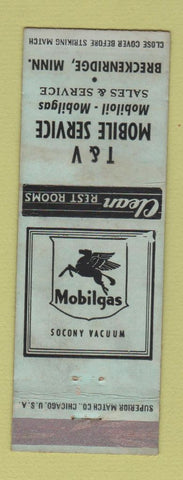 Matchbook Cover - T&V Mobil oil gas Breckenridge MN WEAR