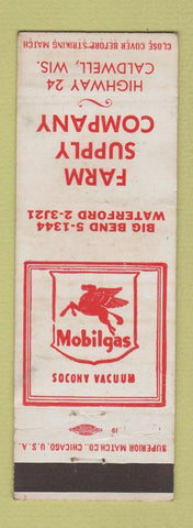 Matchbook Cover - Farm Supply Mobil oil gas Caldwell WI WEAR