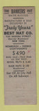 Matchbook Cover - Best Hat Bankers Hat New York City