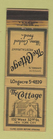 Matchbook Cover - The Cottage New York City WORN