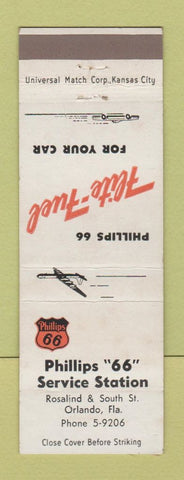 Matchbook Cover - Phillips 66 oil gas Orlando FL