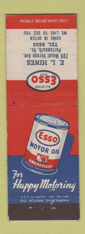 Matchbook Cover - Esso oil gas EL Hines Portsmouth VA
