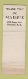 Matchbook Cover - Maier's Rochester NY WEAR