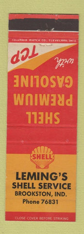 Matchbook Cover - Shell oil gas Leming's Brookston IN